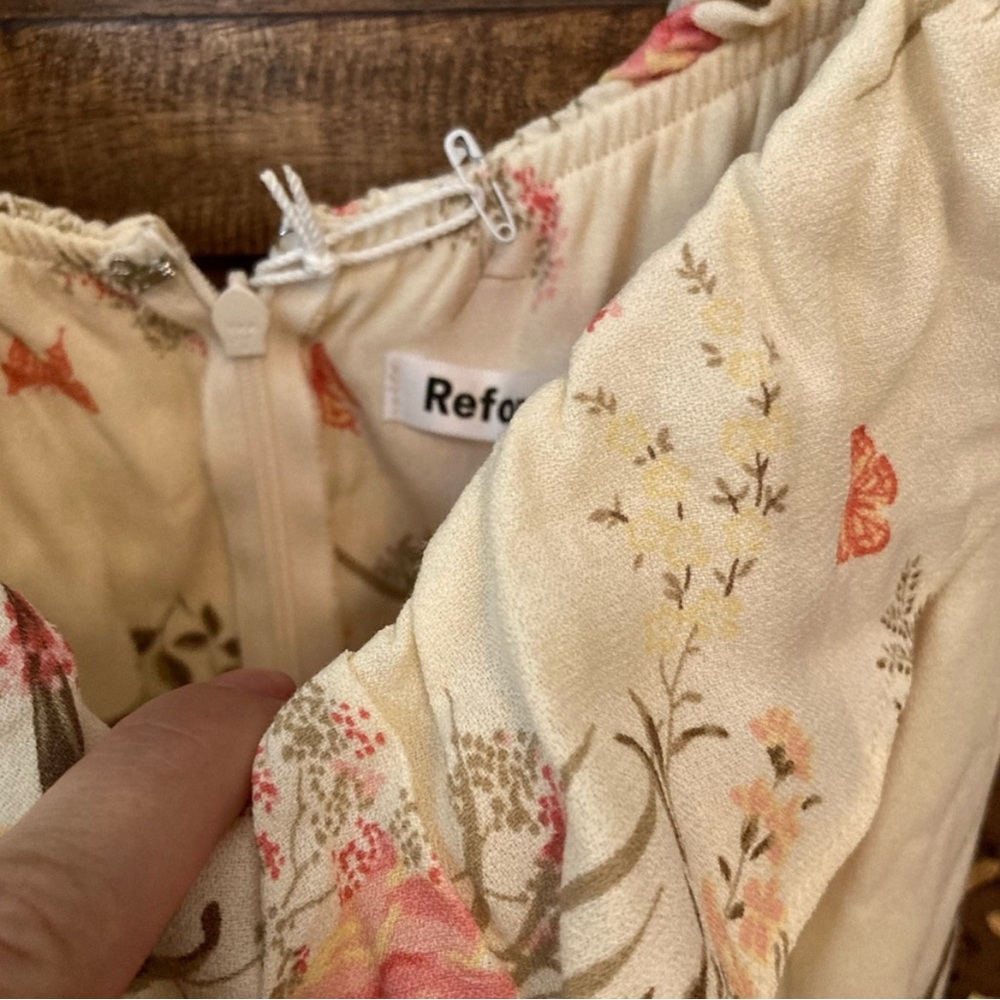 Reformation Strapless Floral Cream Dress - Picture 2 of 3
